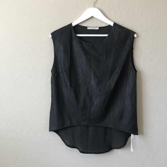 {NORDSTROM} Townsen Noir Sleeveless Leather Blouse - Picture 3 of 8